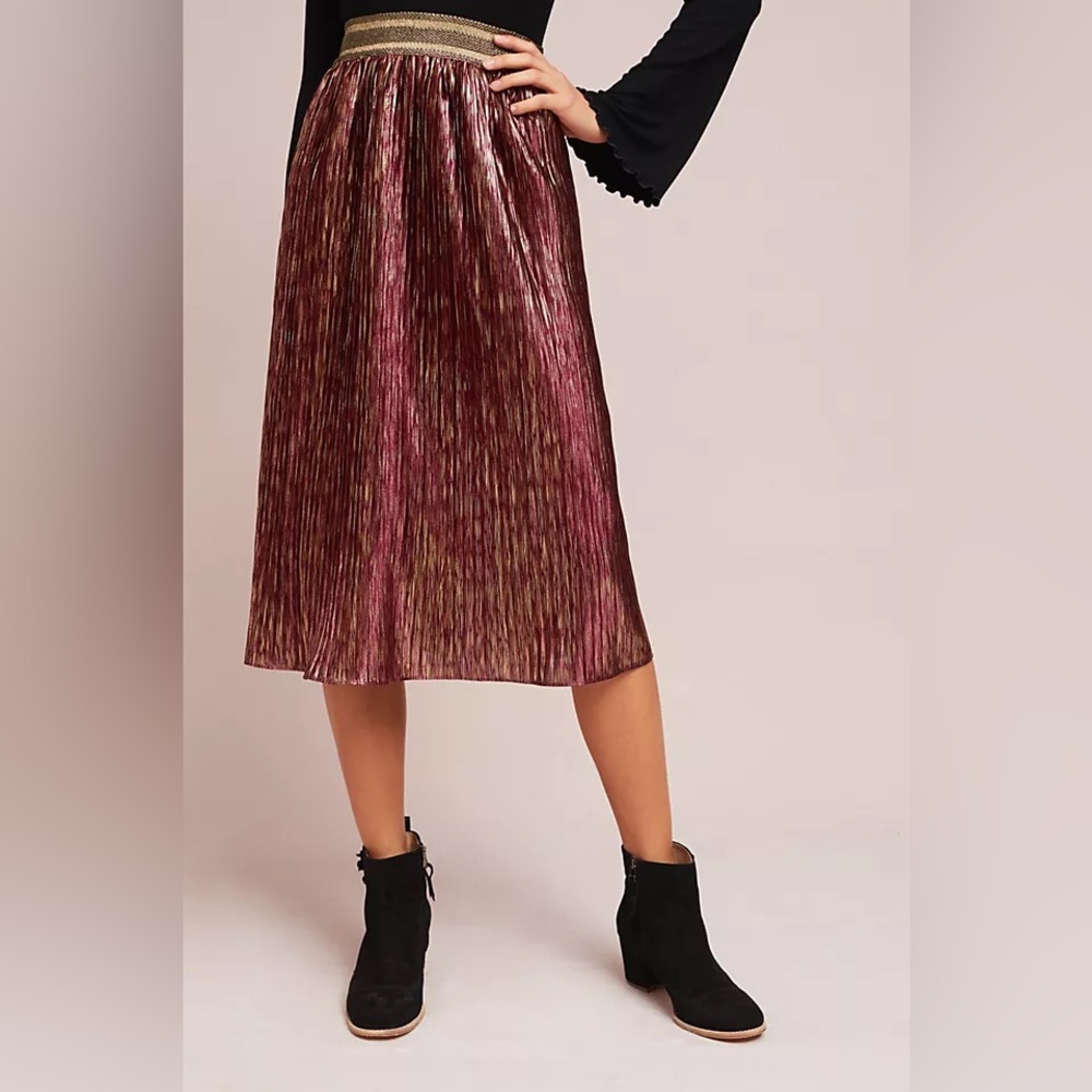 Anthropologie Moon River Pleated Shine Skirt sz M